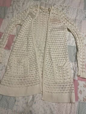 Far Away From Close Crochet Cardigan - Cream-White
Size small
